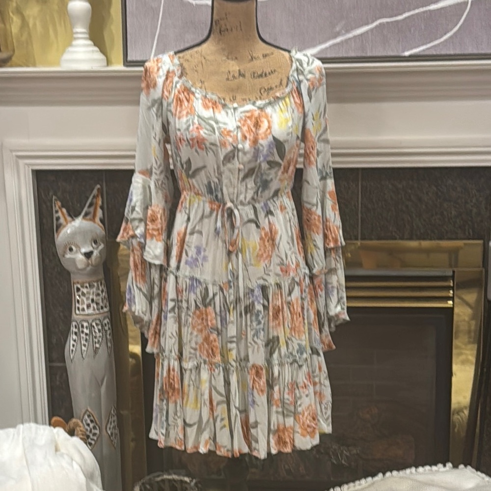 White Birch Floral Ruffle Dress - Multicolor
